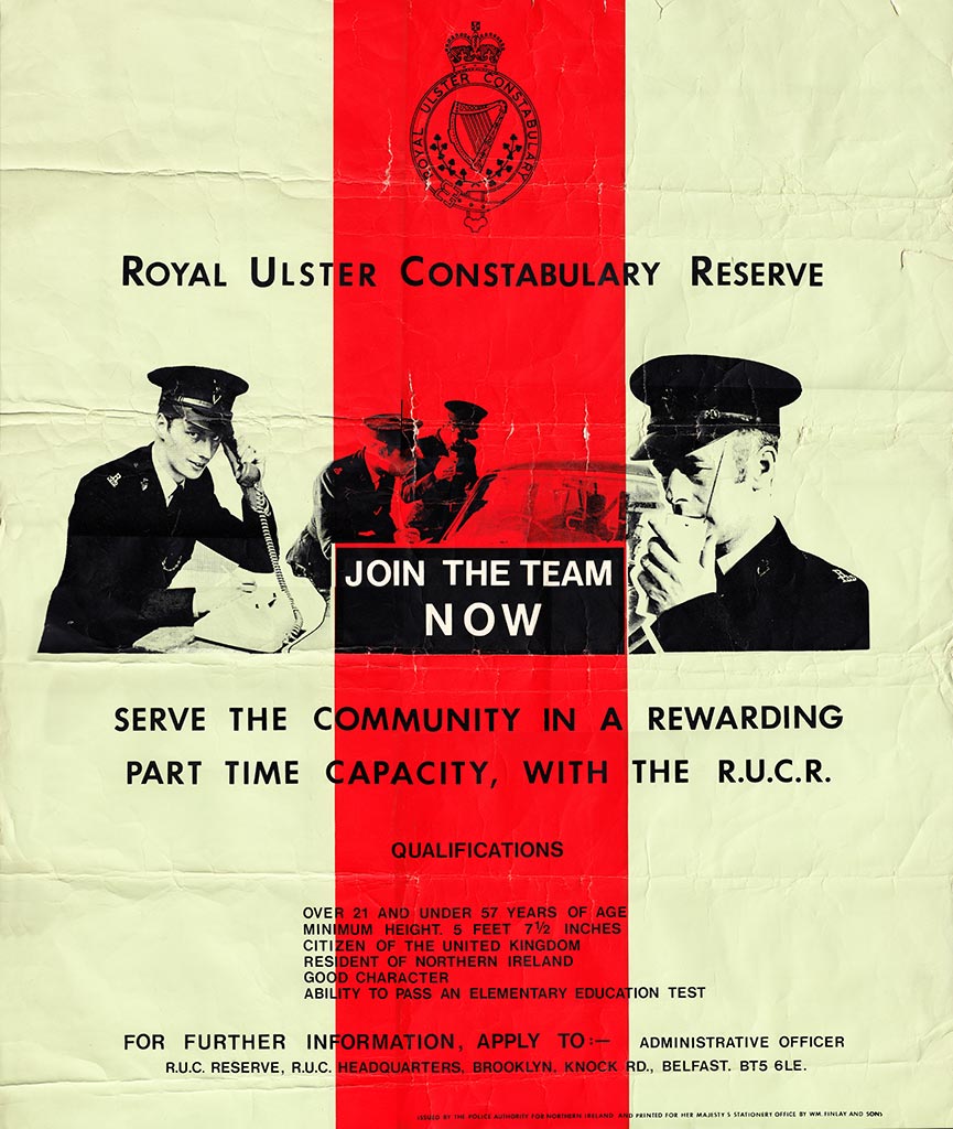 Royal Ulster Constabulary Reserve Recruitment Poster Bicycles 